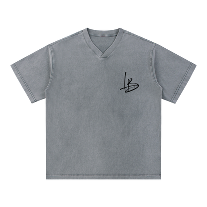 Long Beach Casual Wear - Snow Washed V-Neck Cotton T-Shirt