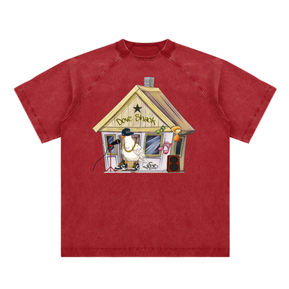 Duece the Dove Vintage Washed Raglan Cotton T-Shirt