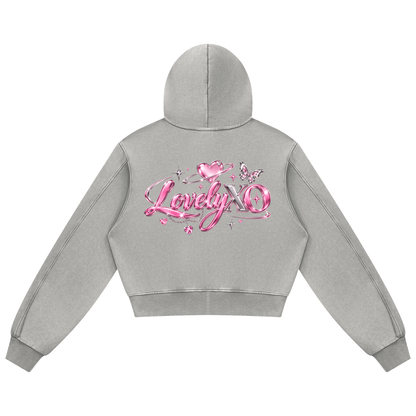 "Lovely" Ladies Mineral Wash Full Zip Hoodie