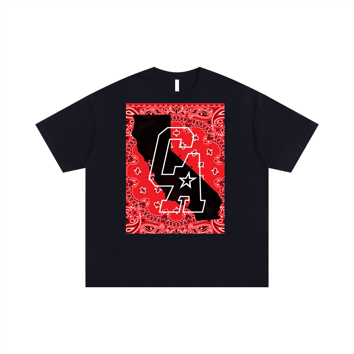 Cali West Coast - Oversized T-shirt - Black/ Red