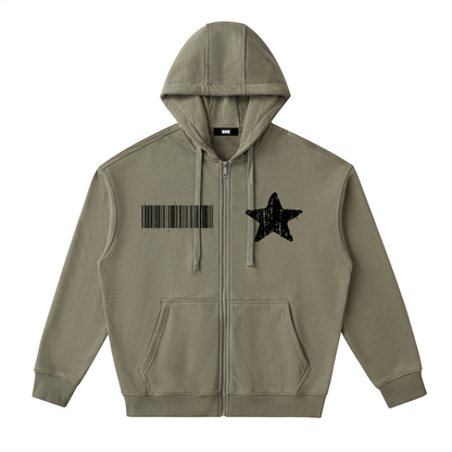 "Rap Star" Drop-Shoulder Zip Up Hoodie