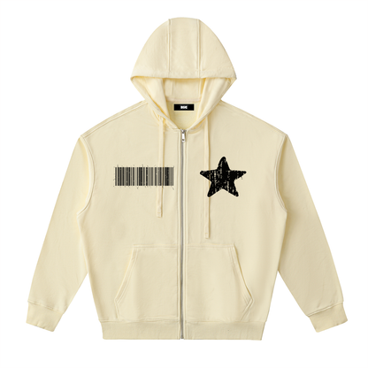 "Rap Star" Drop-Shoulder Zip Up Hoodie