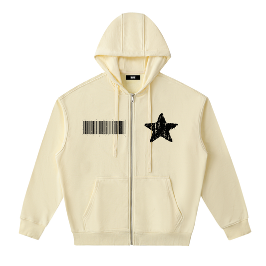 "Rap Star" Drop-Shoulder Zip Up Hoodie