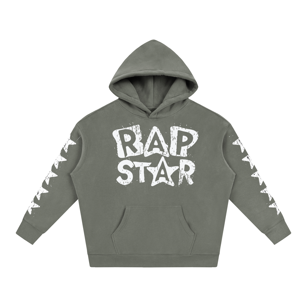 "Rap Star" Star Sleeve Oversize Fleeced Hoodie