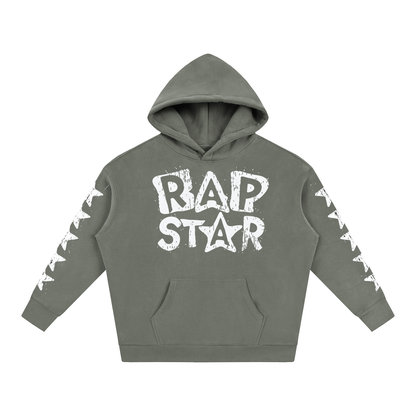 "Rap Star" Star Sleeve Oversize Fleeced Hoodie