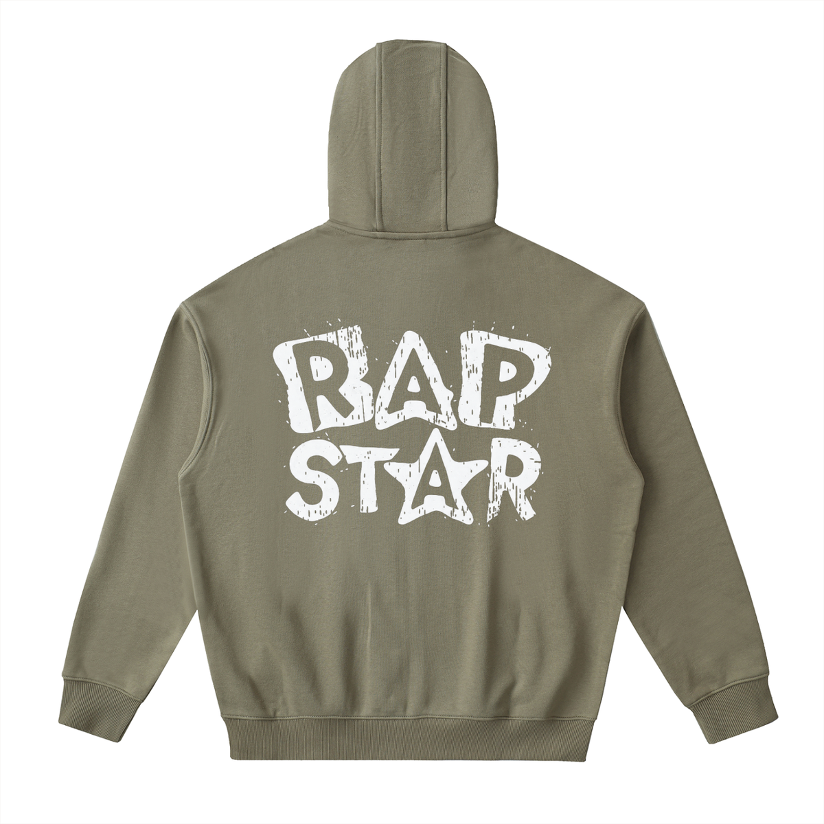 "Rap Star" Drop-Shoulder Zip Up Hoodie