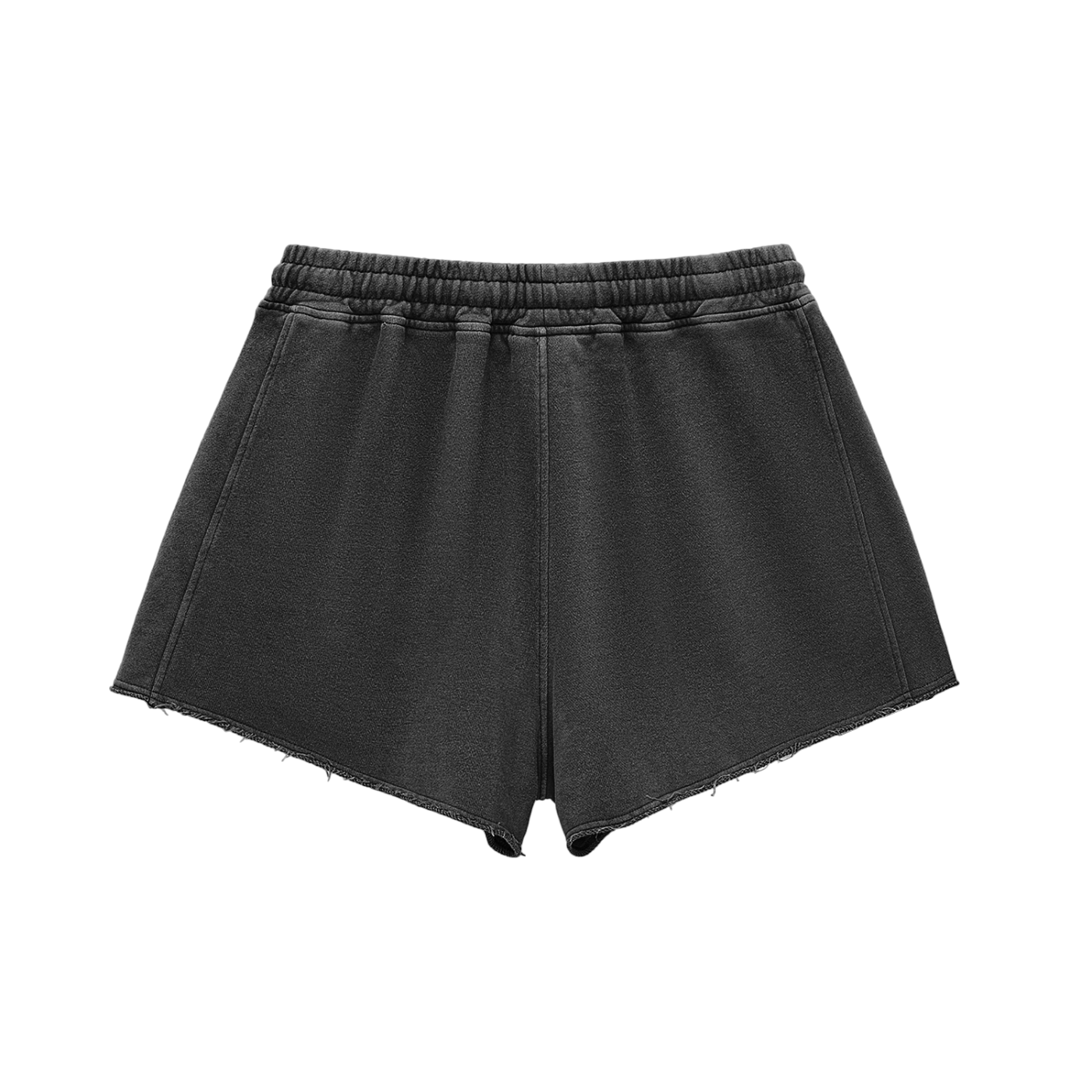 Duece the Dove Snow Washed Raw Edge Drawstring Shorts