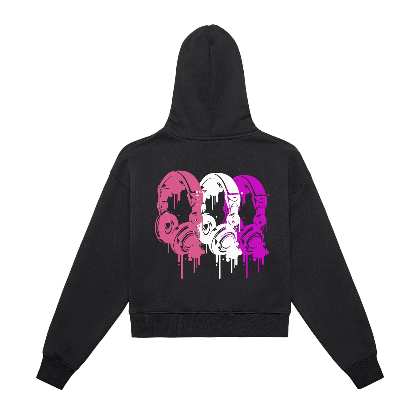 Womens DripHop Fleeced Zip-Up Cropped Hoodie