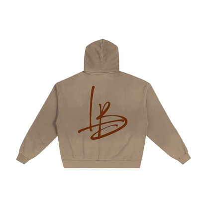 Long Beach Casual Wear - Hand-Frayed Sunfade Zip Hoodie ( Brown)