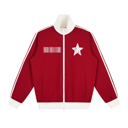 "Rap Star" Contrast Side Stripe Fleece Track Jacket
