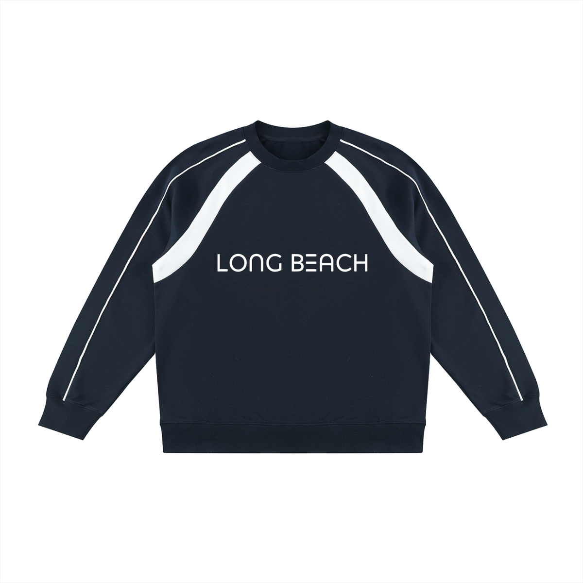"Long Beach Stripes" Color Block Crewneck Sweatshirt