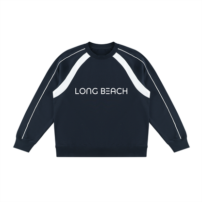 "Long Beach Stripes" Color Block Crewneck Sweatshirt