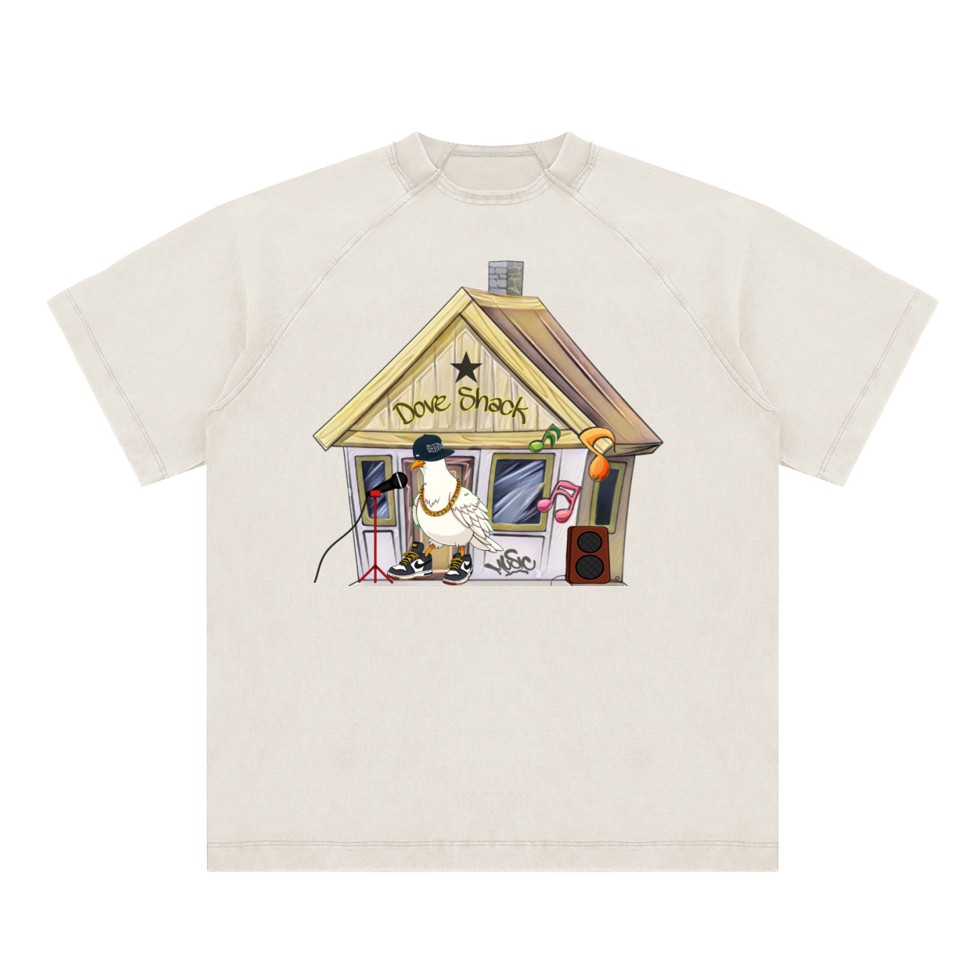 Duece the Dove Vintage Washed Raglan Cotton T-Shirt