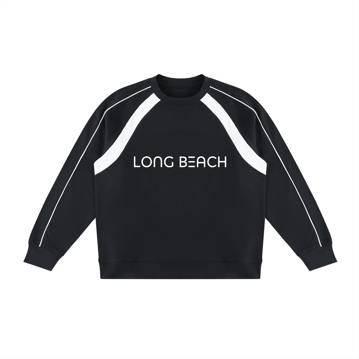 "Long Beach Stripes" Color Block Crewneck Sweatshirt