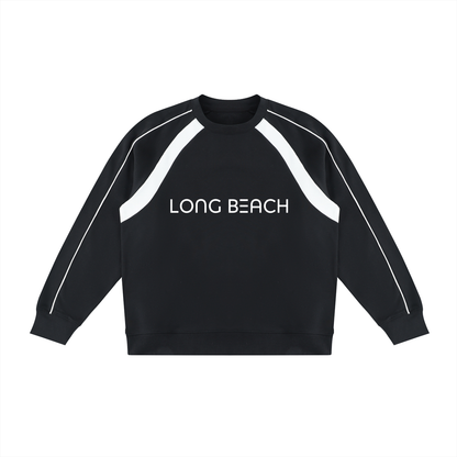 "Long Beach Stripes" Color Block Crewneck Sweatshirt
