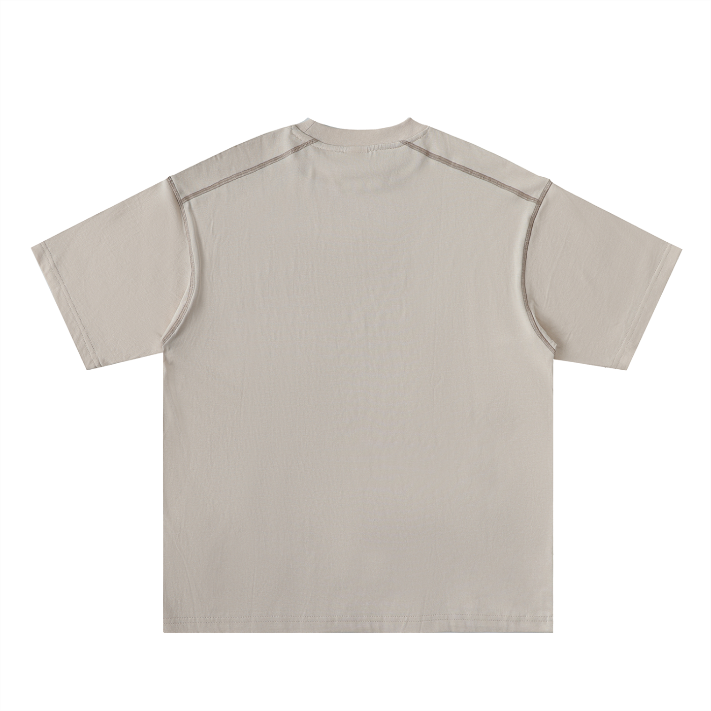 Long Beach Casual Wear - Oversized Contrast-Stitched Cotton Tee