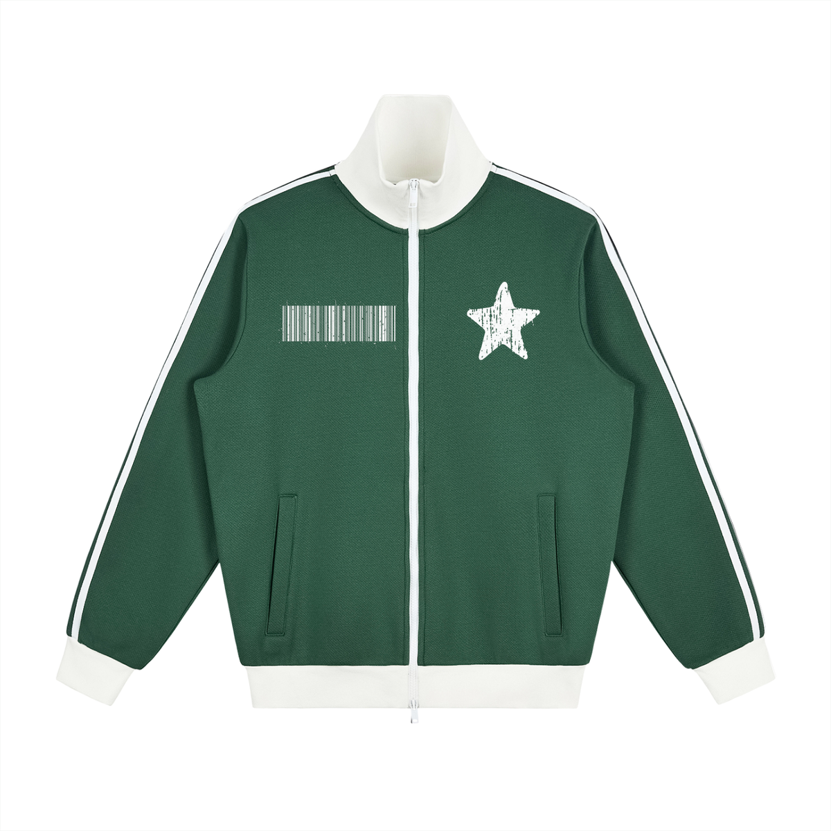"Rap Star" Contrast Side Stripe Fleece Track Jacket