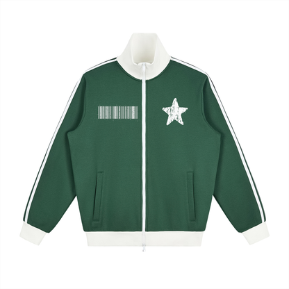 "Rap Star" Contrast Side Stripe Fleece Track Jacket