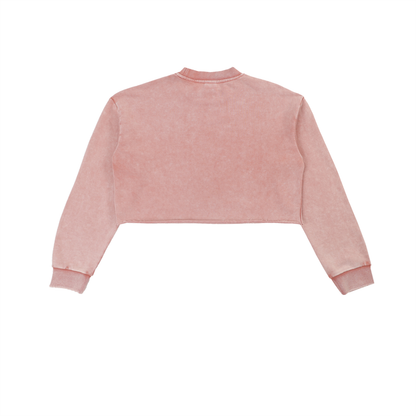 Duece The Dove Snow Washed Raw Edge Cropped Sweatshirt