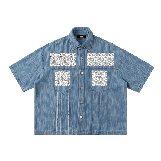 "Ocean Blvd" Distressed Wash Casual Button UpShirt