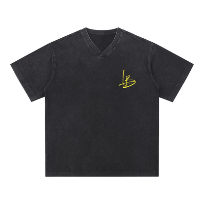 Long Beach Casual Wear - Snow Washed V-Neck Cotton T-Shirt