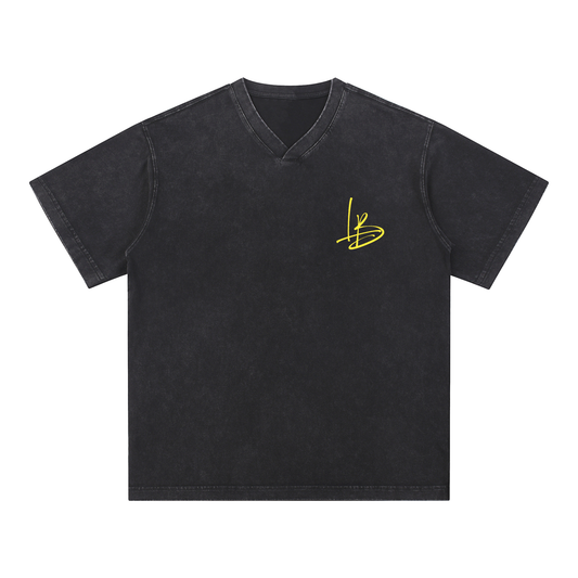 Long Beach Casual Wear - Snow Washed V-Neck Cotton T-Shirt