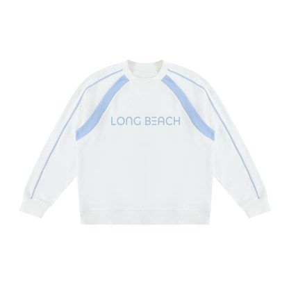 "Long Beach Stripes" Color Block Crewneck Sweatshirt
