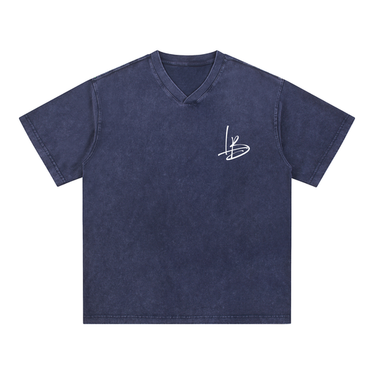 Long Beach Casual Wear - Snow Washed V-Neck Cotton T-Shirt