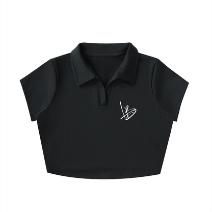 Long Beach Casual Wear - Women's V-Neck Lapel Crop Top