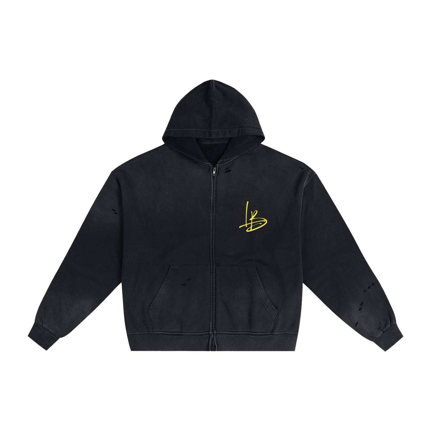 Long Beach Casual Wear - Hand-Frayed Sunfade Zip Hoodie