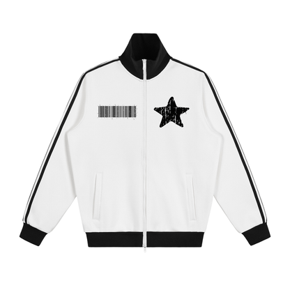 "Rap Star" Contrast Side Stripe Fleece Track Jacket