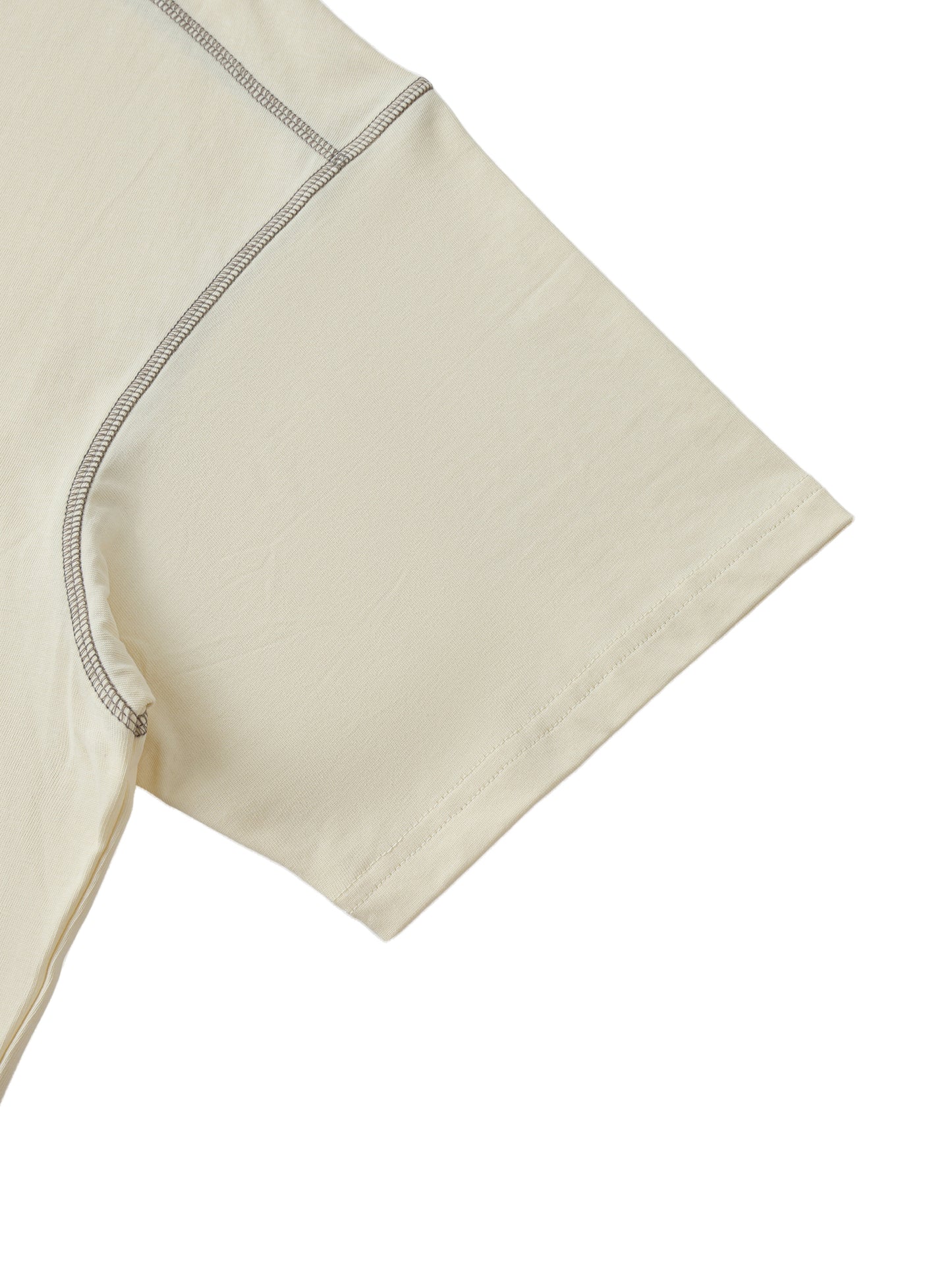 Long Beach Casual Wear - Oversized Contrast-Stitched Cotton Tee