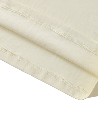 Long Beach Casual Wear - Oversized Contrast-Stitched Cotton Tee