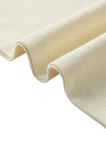 Long Beach Casual Wear - Oversized Contrast-Stitched Cotton Tee