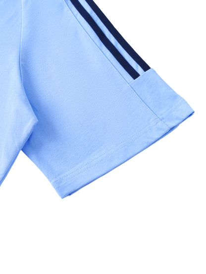 Long Beach Casual Wear - Contrast Tape Crewneck Cotton T-Shirt