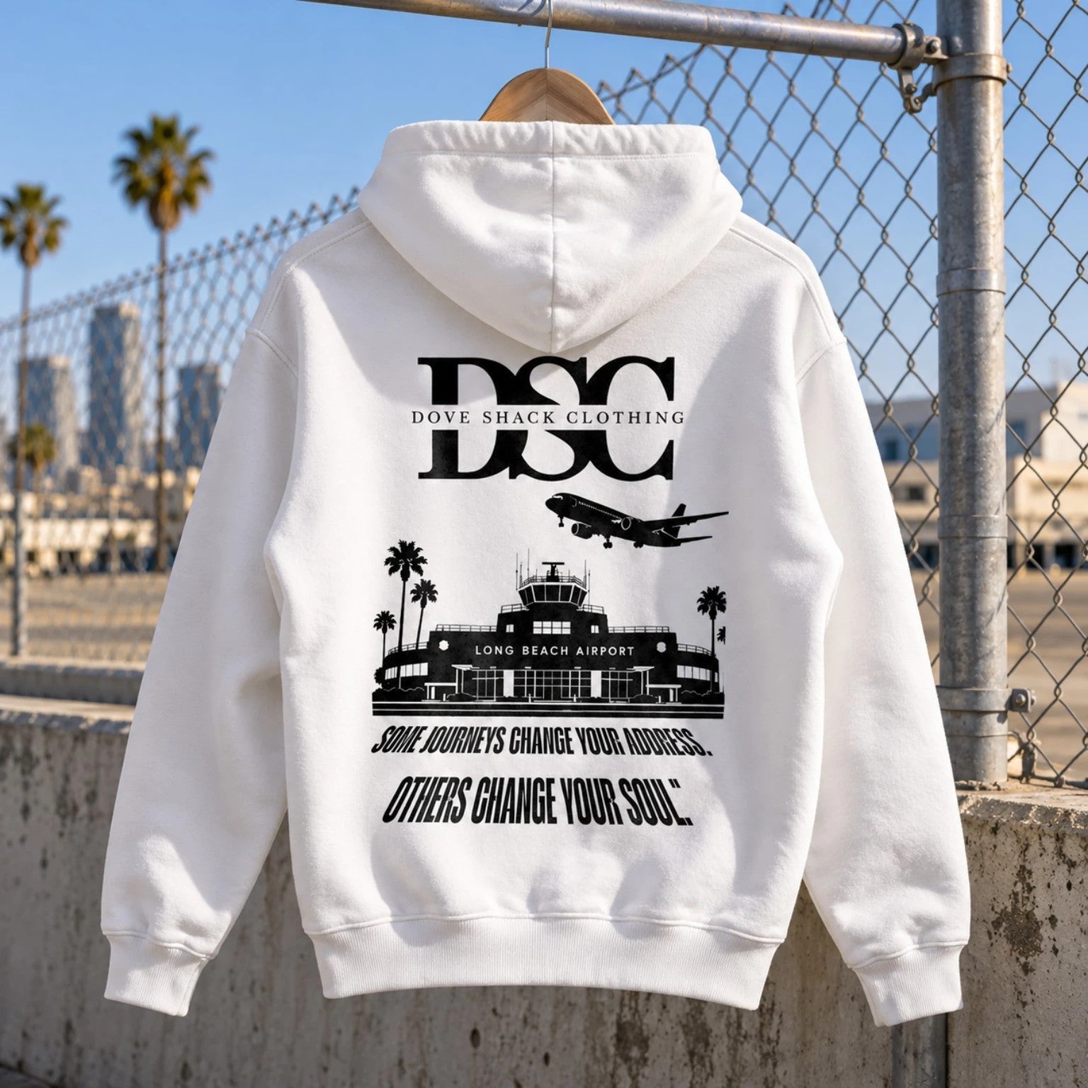Hoodies and crewnecks: white Long Beach Airport hoodie